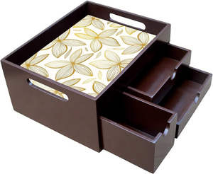 Organisation des tiroirs en bois émaillé brun déco de style classique Utilisation polyvalente à l'intérieur ou à l'extérieur pour tapis et coussinets - Product Image 2