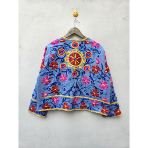 Chaqueta Acolchada Ligera con Bordado Indio para Mujer, Prenda de Invierno Transpirable, Ecológica y Reversible de Seda - Product Image 6