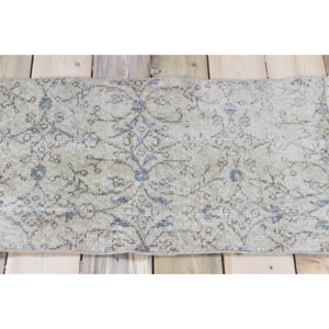 พรมวินเทจขนาด 1.6x2.9 ฟุต พรมขนสัตว์ลายดอกไม้สีเบจสไตล์ตุรกี - Product Image 3