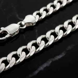 <b>Titanium</b> Moissanite Claw Set Statement <b>Chain</b> 925 Sterling Silver Diamond-Cut Finish Gift for Her - Product Image 6