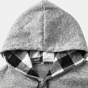 Sudadera con Capucha para Hombre INDEX, Diseño a Cuadros Grises con Bolsillo, Corte Ajustado, Informal, para Otoño, Tejida en Poliéster y Algodón - Product Image 3