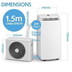 Portable 220V R32 <b>USB</b> Powered 24000 BTU Variable Frequency Split AC Cooling <b>Heating</b> Energy Efficiency Class WiFi COP 3.8 5+ Year - Product Image 2