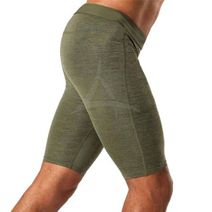 Shorts de compression mi-longue décontractés pour hommes, taille élastique, motif uni, pour la salle de sport, la course à pied, en spandex/polyester - Product Image 5