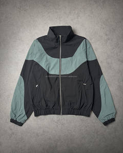 Vêtements de sport personnalisés en nylon et polyester pour hommes, survêtement à col montant avec fermeture à glissière, veste en velours côtelé pour la saison d'automne - Product Image 2