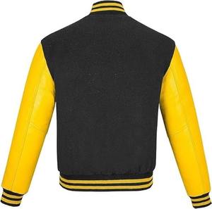 Chaqueta clásica Varsity University Letterman Bomber Jacket Chaqueta de cuero de vaca original y lana pura - Product Image 4