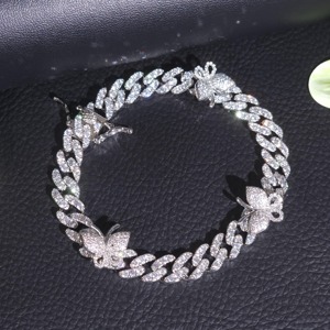 Colorless Moissanite 9mm Iced Out Hip Hop Miami <b>Butterfly</b> Cuban Link <b>Bracelet</b> In 925 Silver Luxury Bling Jewelry Wholesale Price - Product Image 2