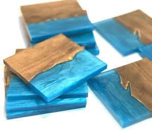 Sous-verres en bois naturel rond carré rond en résine de bois naturel pour boissons, vente en gros - Product Image 1