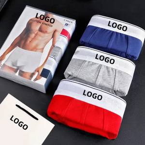 Calzoncillos y Bóxers para Hombre al por Mayor con Logotipo Personalizado, Paquete de 3 Piezas en Caja de Regalo, Cintura Media, Transpirables, Elásticos Personalizados - Product Image 1