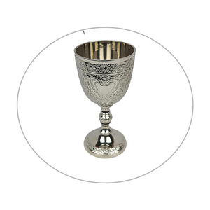 Vintage Embossed Metal Goblet <b>Cup</b> | Luxury Silver Chalice <b>for</b> Dining Table Decor Wedding Celebration Home Accessories - Product Image 1