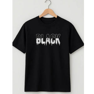 เสื้อยืดยูนิเซ็กซ์ ผ้าฝ้าย 100% พิมพ์ลายดิจิตอลตามสั่ง ด้านหน้าสีพื้น ผ้าเจอร์ซีย์อย่างดี 180 กรัม เสื้อยืดสีดำสำหรับผู้ชาย - Product Image 1