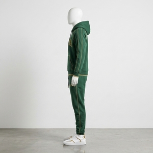 <b>Men</b> Green Hoodie Tracksuit Set <b>Pullover</b> Sweatshirt Jogger Pant Premium Sportswear Gym Training Running Fitness Casual Activewear - Product Image 2