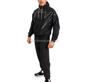 Conjunto Deportivo Cortavientos para Hombre y Mujer, de Secado Rápido, con Capucha, para Entrenamiento, Correr, Trotar, al Aire Libre, con Costuras en Contraste, Acanalado, Simple, 100% - Product Image 1