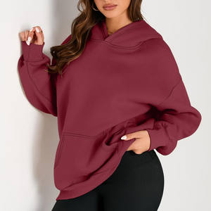 Sweats à capuche pour femmes décontractés brodés à impression personnalisée Sweatshirts 100% coton Streetwear Sweats à capuche d'automne tissés surdimensionnés et écologiques - Product Image 2