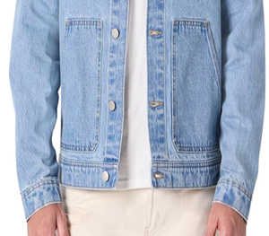 Veste en jean blanche pour homme avec coupe extensible, veste en jean décontractée légère pour la superposition, les voyages et les tenues de tous les jours - Product Image 5