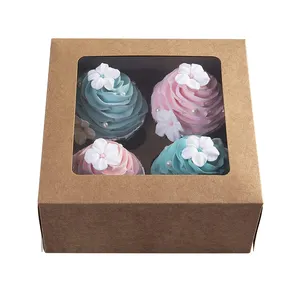 Meilleure vente de boîte en papier kraft pour cupcakes et pâtisseries de qualité supérieure avec fenêtre au prix le plus bas