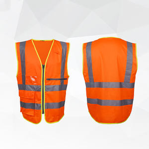 เสื้อกั๊กนิรภัยสะท้อนแสงเสื้อกั๊กสำหรับผู้ชายสีส้มสำหรับคนงานก่อสร้างเสื้อกั๊กสะท้อนแสงมีซิปและหลายกระเป๋า - Product Image 5