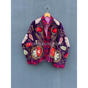 Abrigo Bordado Floral Chaqueta de Tela de Terciopelo con Forro Interior de Algodón Unisex Ropa de Fiesta Abrigo de Fiesta de Mujer Trajes Bohemios - Product Image 5