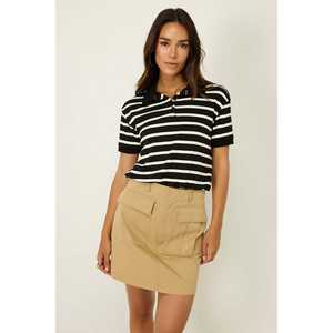 Camiseta de Manga Corta con Cuello Polo y Rayas - Product Image 1