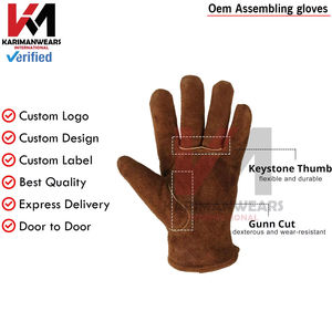 Gants en cuir personnalisés OEM pour la construction et l'atelier, vente en gros de gants de travail en cuir de sécurité avec doublure douce - Product Image 4