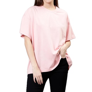 เสื้อยืดสตรีสั่งทำคุณภาพสูงสำหรับฤดูร้อน ทรงหลวม ระบายอากาศได้ดี สไตล์สตรีทแวร์ ไหล่ตก ผ้าฝ้าย 100% แขนสั้น - Product Image 1