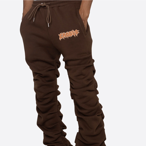 Piste Baggy Flare pantalons de survêtement homme personnalisé coton lourd blanc éponge française empilé évasé sueur hommes pantalons lavés - Product Image 1