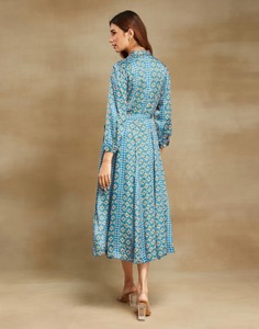 Robe longue en coton indien fait main taille naturelle imprimé floral élégant écologique pour les fêtes d'été porter des femmes idée cadeau d'anniversaire - Product Image 4