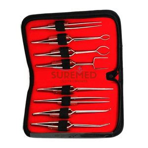Juego de Pinzas de Precisión de Acero Inoxidable con Puntas Variadas de Fibra Antideslizante, 8 Piezas, Kit de Herramientas Reutilizables para Laboratorio Médico - Product Image 3
