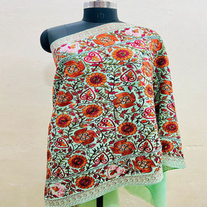 Pashmina de lujo FW Kashmiri Nalki bordado Jama chal Regal hecho a mano elegancia - Product Image 3