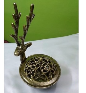 กระถางธูปทองเหลืองทำด้วยมือพร้อมด้ามไม้สำหรับบ้านบูชาและเป็นของขวัญของตกแต่งบ้าน - Product Image 3