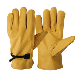 Guantes de conductor de cuero de grano de cuero de vaca con logotipo personalizado Premium Protección de manos de trabajo de seguridad industrial con logotipo personalizado - Product Image 2