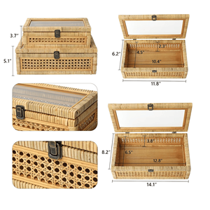 Best Selling Set of Handicraft Rattan <b>Woven</b> <b>Storage</b> <b>Basket</b> Rattan Box High Quality From Vietnam - Product Image 3