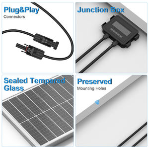 Panneau solaire monocristallin de petite taille à cellules semi-conductrices en verre de haute qualité et longue durée de vie, 100 W, 22 % d'efficacité, pour l'irrigation domestique et agricole - Product Image 3