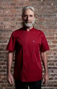 Venta al por mayor Chef abrigo chaqueta de manga corta cocina duradero trabajo uniforme Color sólido impermeable restaurante Chef Chaqueta de algodón - Product Image 6