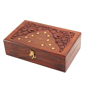 Fabricant de boîte à bijoux en bois fait à la main de 6 pouces pour femmes sculptures complexes organisateur de bijoux en bois élégant cadeau de stockage de boîte à vin - Product Image 5