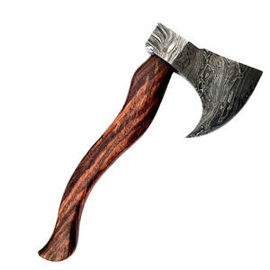 Hache artisanale pour l'extérieur, tête en acier à motif artisanal, manche en bois, pour le camping, l'utilité, l'affichage et les cadeaux - Product Image 6