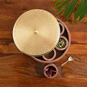 Caja de Masala de Cobre Hecha a Mano, Contenedor Redondo Tradicional para Almacenamiento de Cocina India, Organizador de Especias y Hierbas, Apto para Lavavajillas - Product Image 3