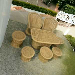 ชุดเก้าอี้สไตล์ออตโตมันทำจากไม้ไผ่เป็นมิตรต่อสิ่งแวดล้อมพร้อมโต๊ะในร่มเฟอร์นิเจอร์ร้านอาหารกลางแจ้ง - Product Image 4