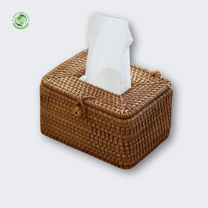 Boîte à mouchoirs en rotin rustique, boîte de rangement artisanale, écologique, naturelle, décoration intérieure et extérieure, vente en gros du Vietnam - Product Image 1