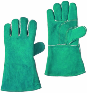 Gants de soudage Mig en cuir de vachette vert de qualité supérieure - Résistants à la chaleur avec doublure en Kevlar Protection contre les métaux fondus Nouveau design 2026 - Product Image 4