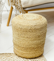 Pouf tressé en jute pour la décoration intérieure, coussin de sol réglable fait main au design traditionnel, repose-pieds ottoman personnalisé pour salon