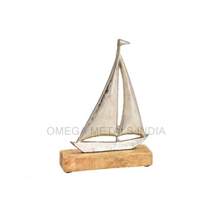 High Quality Aluminum Steering Wheel of <b>Boat</b> and <b>Ship</b> With Wooden Base Christmas Ornament and Figurine X-mass Decor Items - Product Image 2