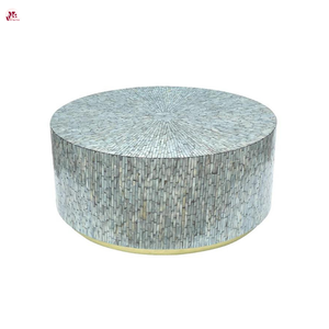 Mesa de Centro Hecha a Mano con Incrustaciones de Nácar Azul, Mueble Elegante con Incrustaciones de Concha para Sala de Estar Contemporánea - Product Image 1