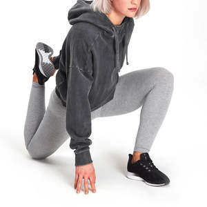 Sudadera con capucha de lavado ácido transpirable antiarrugas de tela de punto de algodón 100% para mujer ropa informal MOQ bajo para Otoño Invierno tamaño adulto - Product Image 4