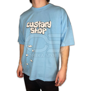 เสื้อยืดพิมพ์ลายพัฟฟ์สำหรับผู้ชายเสื้อยืดโอเวอร์ไซส์พิมพ์ลายโลโก้3D สไตล์สตรีท - Product Image 1