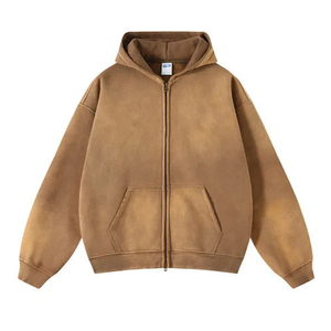 Personnalisé 2025 Hommes Surdimensionné Lavage À L'Acide À Capuche De Haute Qualité Vintage Lavé French Terry 100% Coton Sweats Fermeture Éclair Hiver - Product Image 1