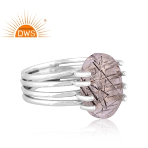 Best Selling Oxidized Sterling Silver Natural Black Rutile Gemstone <b>Statement</b> <b>Ring</b> Custom Jewelry Manufacturer - Product Image 3