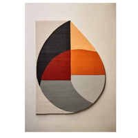 Modern 8*10 ft Beige Grey Wool Area Rug Unique Hand Tufted High Pile Soft Irregular Shape Abstract Design Anti-Bacteria Non-Slip