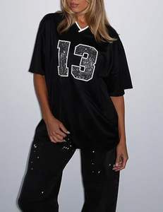 Haut de basketball graphique personnalisé en jersey ample à demi-manches Hauts de streetwear respirants OEM T-shirts surdimensionnés Basketball imprimé solide - Product Image 2