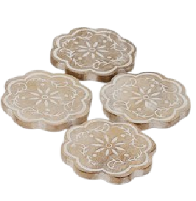 Juego de posavasos con forma de corazón de madera de acacia de 4 con soporte de hierro para decoración de mesa de centro regalo de inauguración de la casa nueva para el hogar Decoración de cocina - Product Image 3