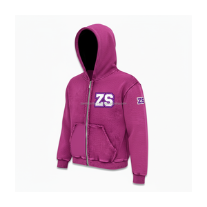 Premium Heavy Fleece Zipper <b>Hoodie</b> 380 GSM Winter Warm Thick Fabric Custom Logo Embroidery <b>Purple</b> Color basics <b>Hoodie</b> - Product Image 3